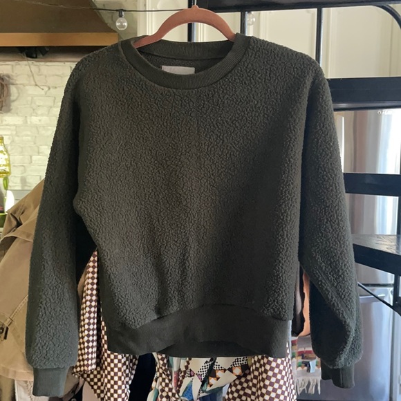 Everlane The ReNew Fleece Oversized Sweatshirt - size XS dark green